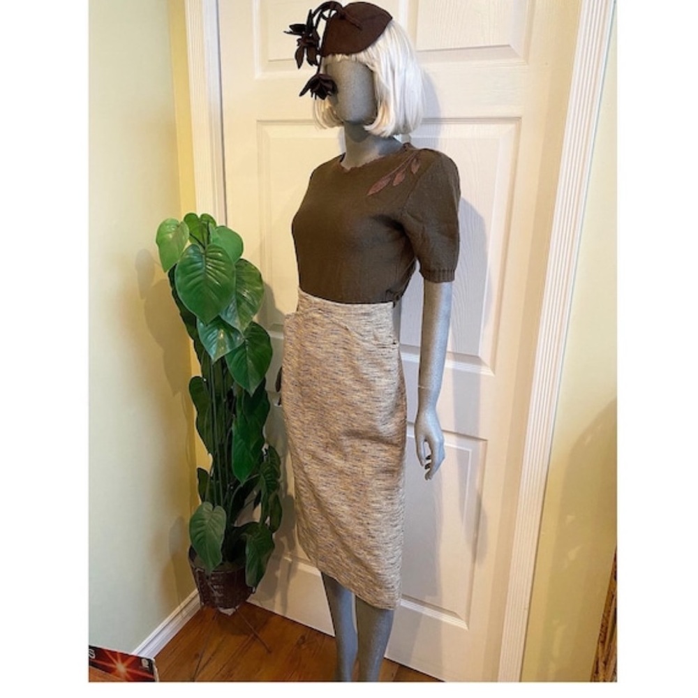 Gorgeous 1940s high waist tweed skirt xs